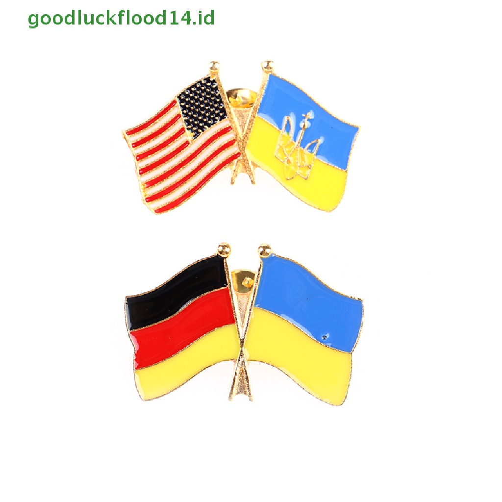 [GOOGFOUR] 1pc Bendera Ukraina Bros Aksesoris Pakaian Pin Logam Lencana Souvenir Badge [TOP]