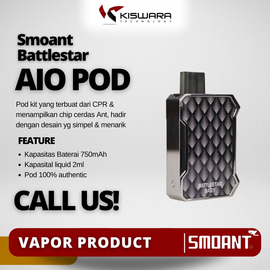 Smoant Battlestar Baby Authentic AIO Pod Kit GUN METAL