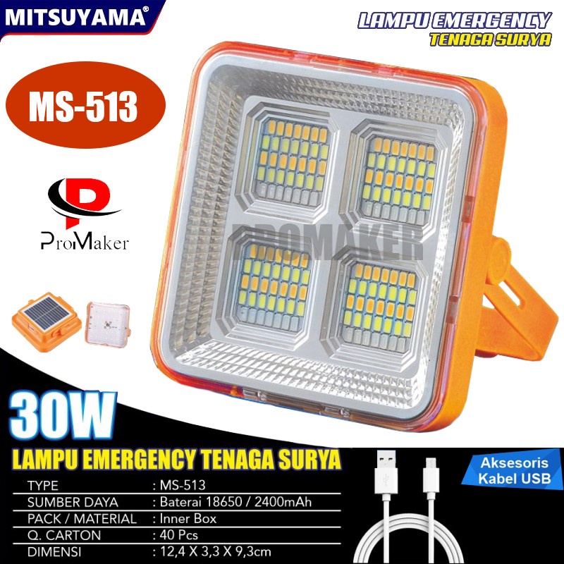 Barangunik2021 -Lampu Emergency Tenaga Surya Super Terang LED COB Mitsuyama MS-513