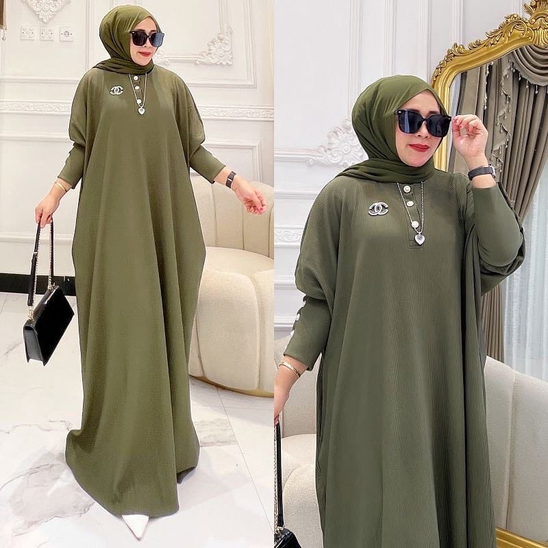 Helwa Kaftan Gamis Putih Jumbo Ld120 cm (FREE BROSS) Dress Kondangan Gamis Pesta Mewah Elegan Baju Wanita Kekinian Lengan Panjang