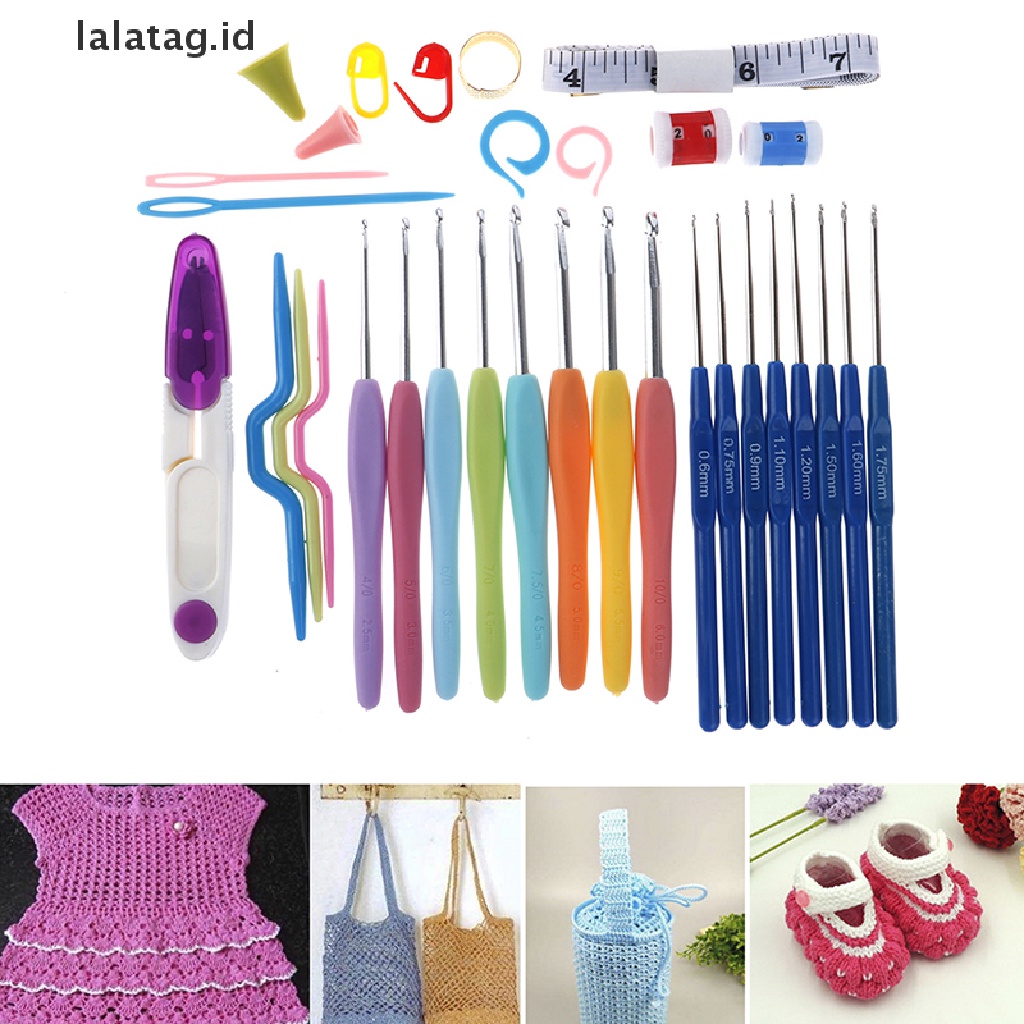 [lalatag] 53pcs Crochet Hooks Knitg s Rajut Menenun Kerajinan Benang Set Aksesori Jahit [ID]