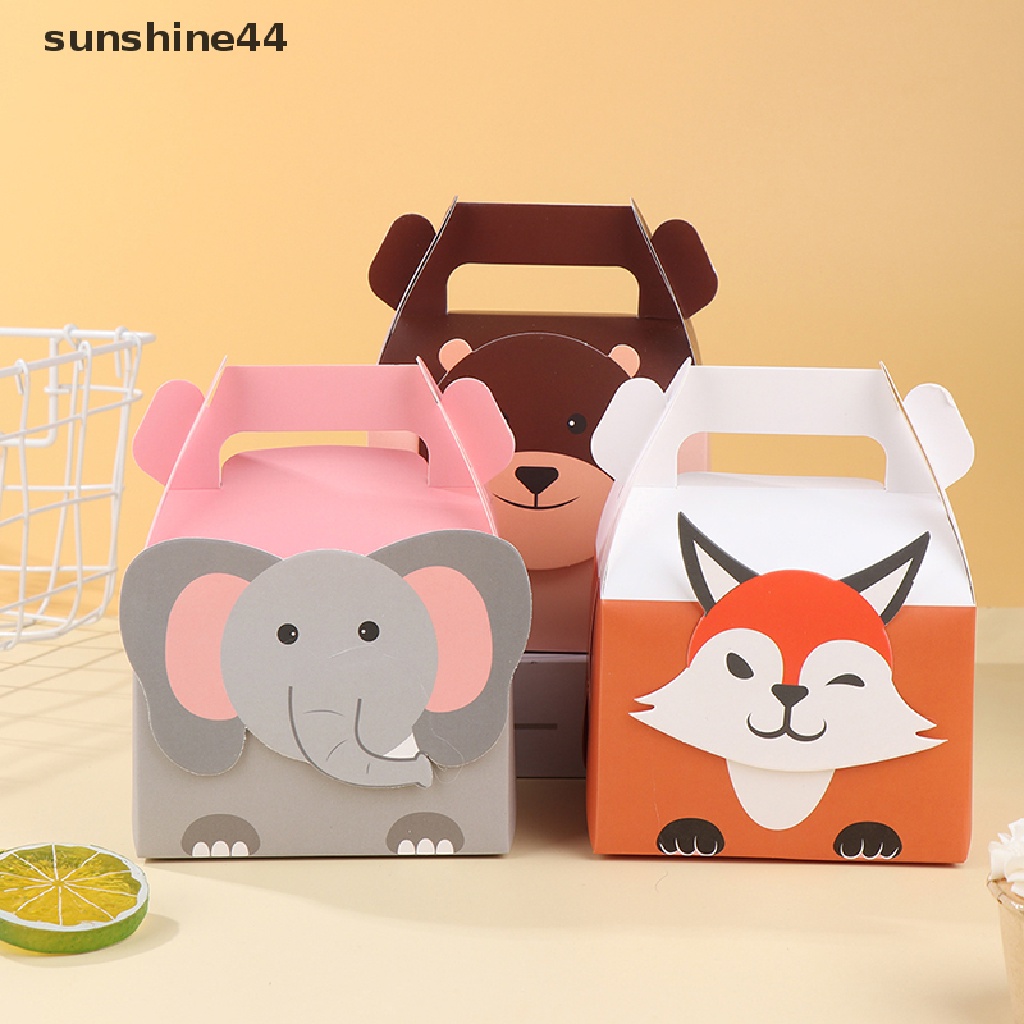 Sunshine 6 Pcs Kartun Hewan Beruang Rubah Harimau Tas Permen Hutan Pesta Nikmat Hadiah Kotak.