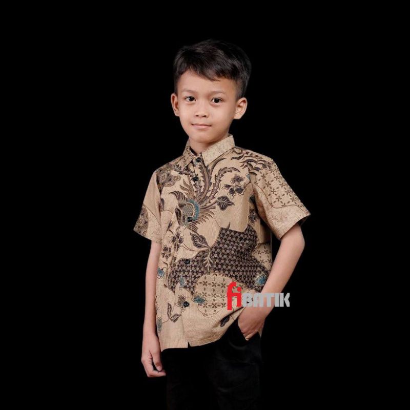 Kemeja batik anak laki-laki lengan pendek umur 2-11tahun seragam sekolah kain katun halus dan lembut