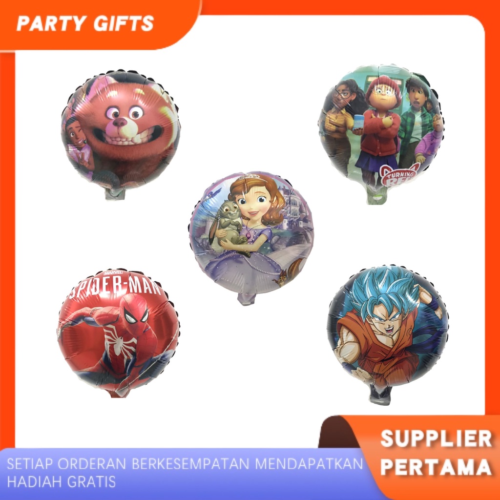 Jual Balon Foil Bulat Karakter Inch Balon Karakter Bulat Spiderman Sofia Shopee Indonesia