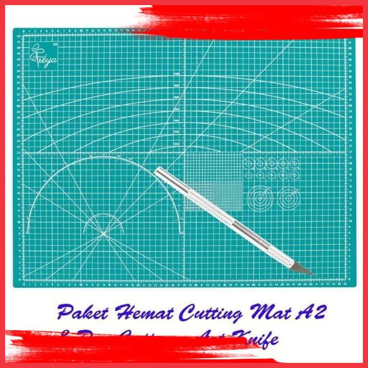

(MJS) [Paket Hemat] Cutting Mat A2 Double Side & Pen Cutter Design Knife