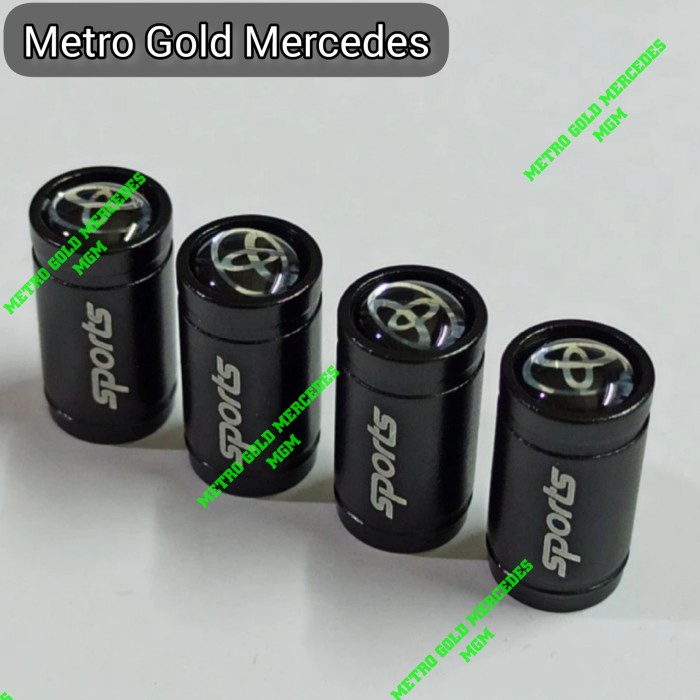 1Set 4Pcs Tutup Pentil Mobil Honda dan Toyota Model 2 Tubular Sport - Toyota Hitam
