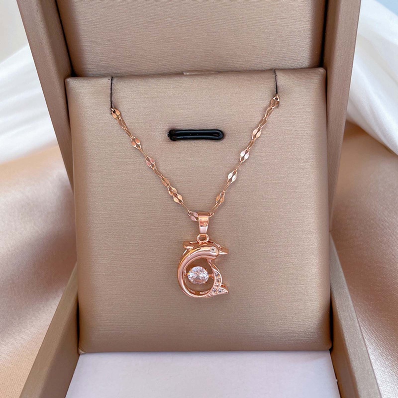 Perhiasan Titanium steel Kristal Lumba Liontin Kalung Choker Necklace Untuk Wanita Hadiah Pesta Pernikahan