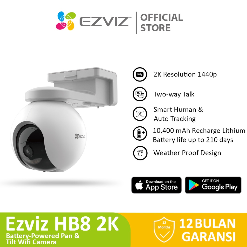 Ezviz HB8 4MP 2K+ Smart CCTV Outdoor IP Cam Rechargeable Battery