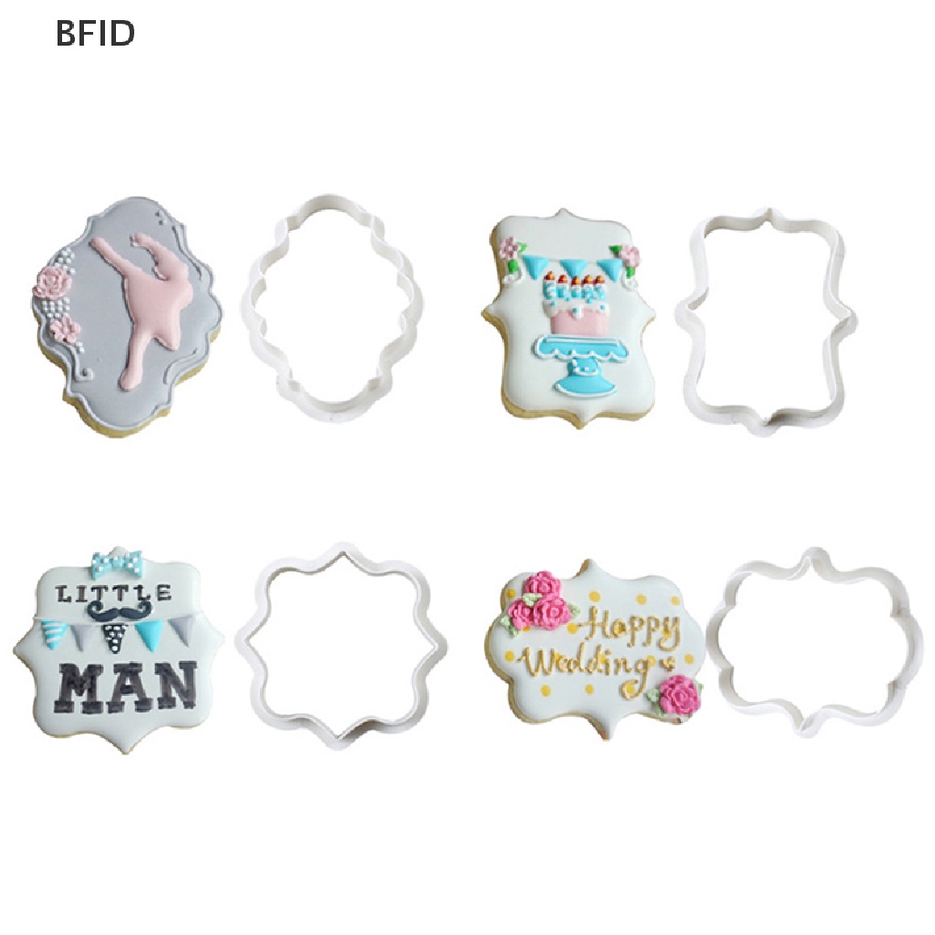 [BFID] 4pcs vintage plaque frame cookie cutter set Pemotong Biskuit Plastik Alat Kue [ID]