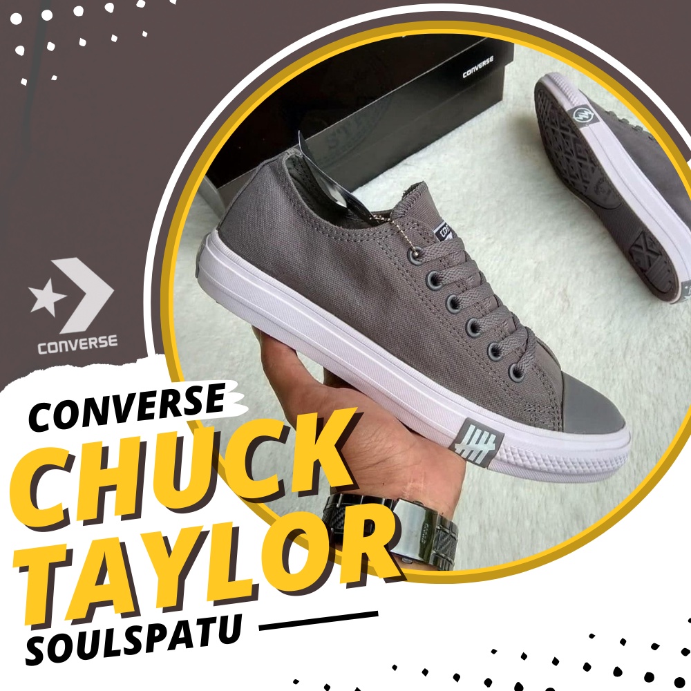 Sepatu Pria Wanita Converse All Star Chuck Taylor Undefeated Warna Abu Grey Sneakers Kualitas Ori