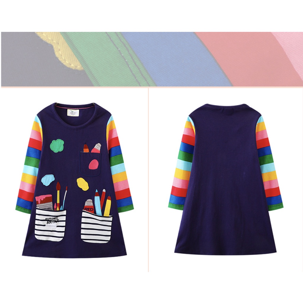 babyfit 2-8THN NAVY PENCIL baju dress high quality cotton combed import lengan panjang baju anak perempuan ydm-0527r