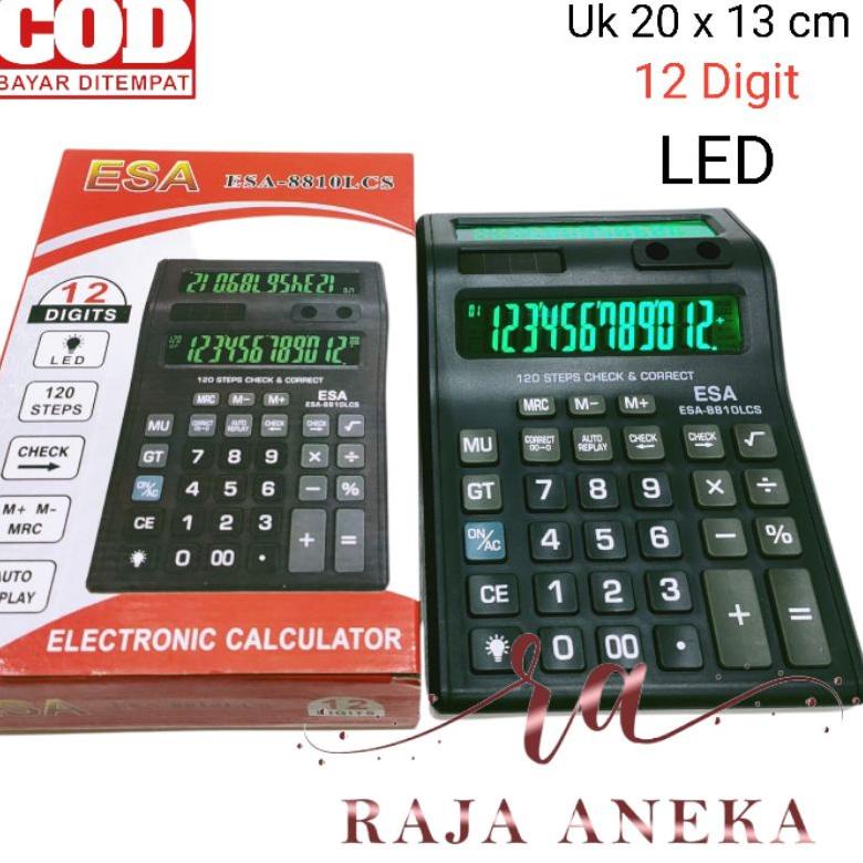 

Ready stock Kalkulator Layar Lcd Led menyala Calculator Besar Esa 8810 12 digit cek ulang 2 layar bolak balik Terupdate