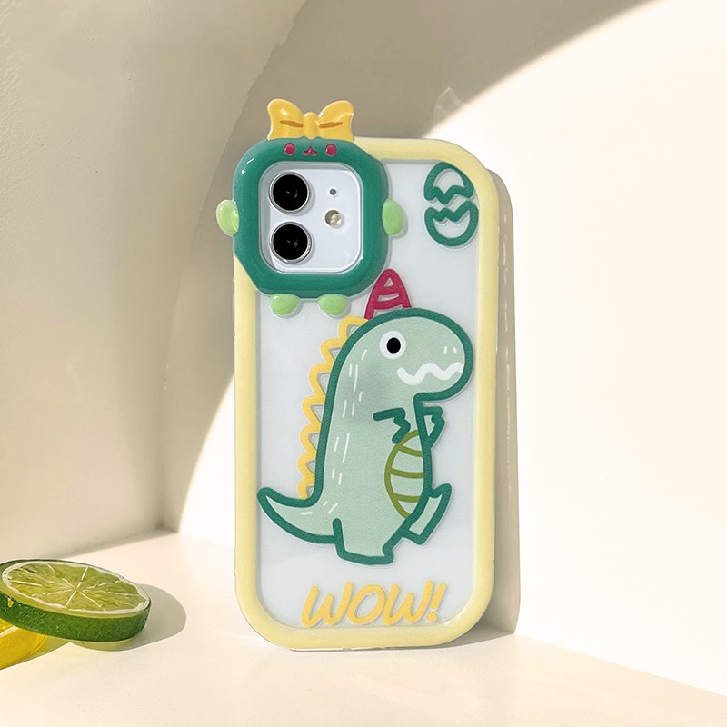 IPHONE Casing Kompatibel Untuk Iphone14 13 12 11 Pro Max X Xr Xs Max7 8 6 6s Plus Se2020 Cute Dinosaurus Little Monster Lens Phone Case Bening Shockproof Silikon Soft Case Cover Pelindung