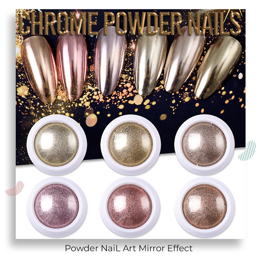 MSY Chrome powder nails / MIRROR powder nail art mirror effect chrome efect nail