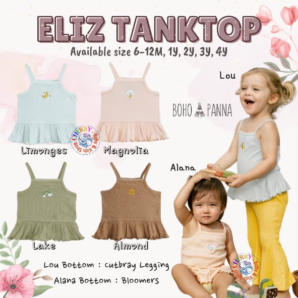 Bohopanna Eliz Tanktop 6M-4Y Tanktop Reeb / Atasan Kutung Reeb Bordir Fashion Anak Perempuan CBKS