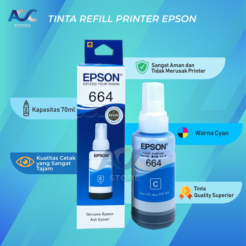 1 SET 4 PCS Tinta Epson 664 Isi Ulang Printer L100 L110 L120 L200 L210 L220 L300 L310 L360 L455 L650 L800 L1300