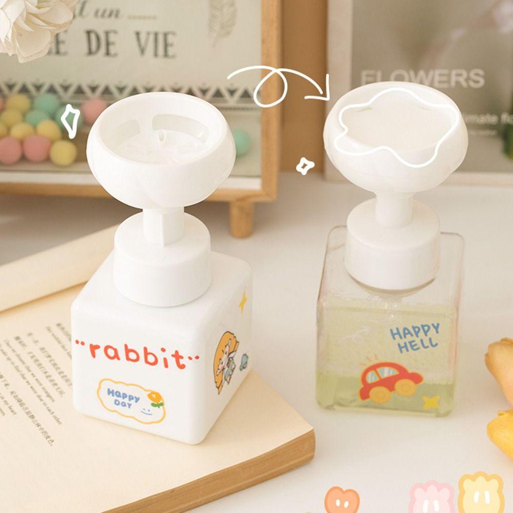 [Elegan] Dispenser Sabun Bunga Travel Portable Kartun Pembersih Wajah Kamar Mandi Wadah Kosmetik Alat Pembersih Wajah Sanitizer Foamer Botol Isi Ulang