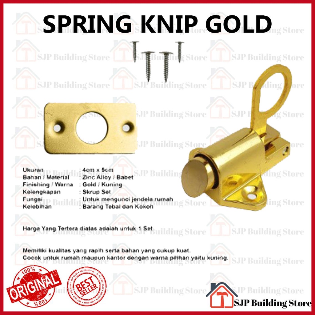 Spring Knip Kuning l Slot Jendela Kodok l Grendel l Knife l Tip Top