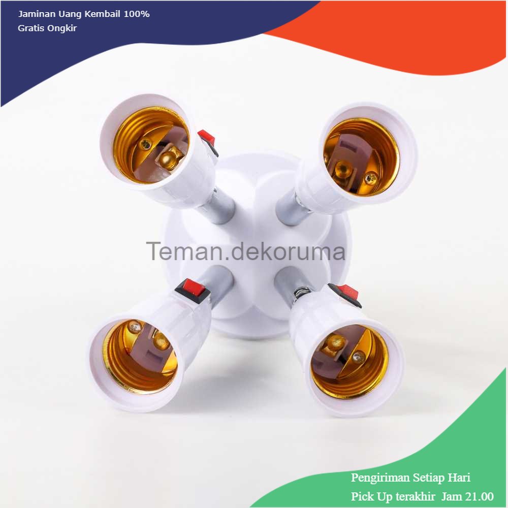 TD - LMP ASMTLED Fitting Lampu Bohlam Studio LED Cabang 4 with Switch E27 - E344