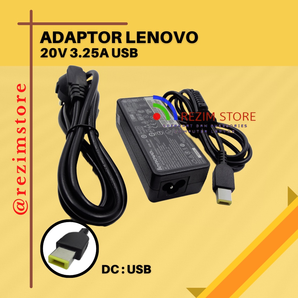 Adaptor Charger 20V 3.25A USB Laptop IBM Lenovo ThinkPad E450, E550, L450, L550 Lenovo Essential G50