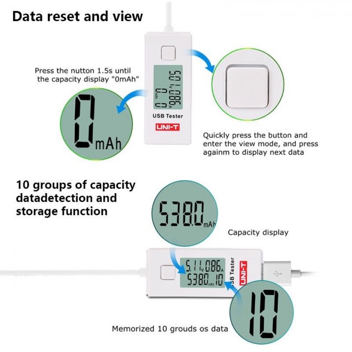 9 UNI-T UT658A - Portable USB-A Voltmeter Power Meter Tester