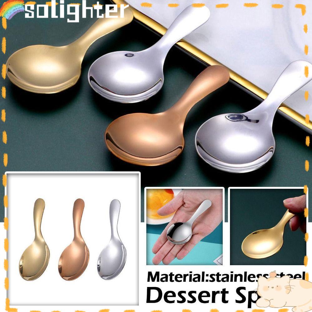 Solighter 2pcs Sendok Es Krim Gula Garam Bumbu Kopi Stainless Steel