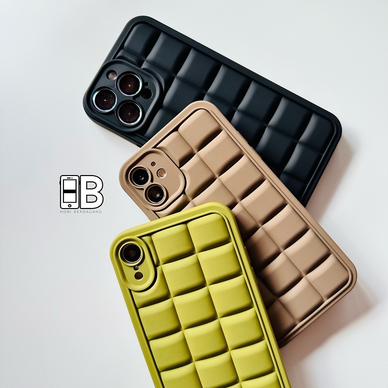 Casing Softcase Waffle Silicone Square Edge Case iPhone X XR XS 11 12 13 14 PRO MAX