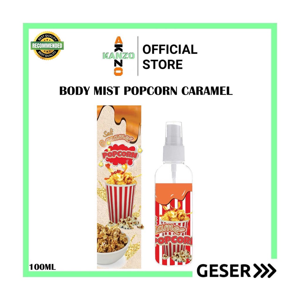 Kanzo - [BPOM] Parfum Body Mist Popcorn 100ml Premium / Body Mist Popcorn Caramel 100ml / Body Mist Popcorn 100ml