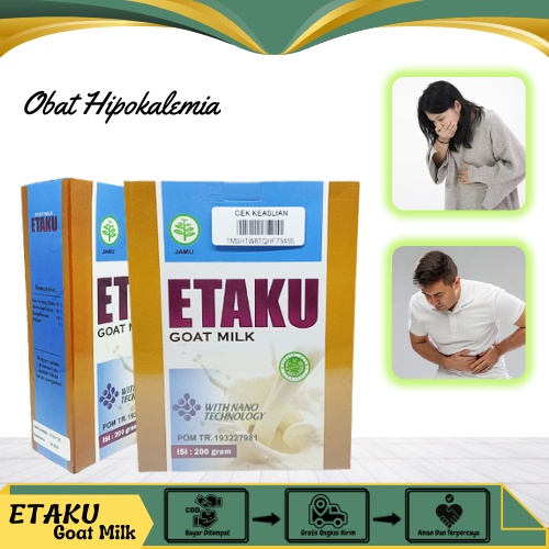 

Obat Hipokalemia, Kekurangan Kalium / Potasium, Kalium Rendah, Potassium, Suplemen Penambah Kalium, Diare Kronis, Muntah Berdarah, Mual Mual, Sembelit, Konstipasi, Sering Buang Air Besar, Bab Sakit, Mencret Anak Dan Dewasa, Susu Kambing Etaku, Susu Herbal