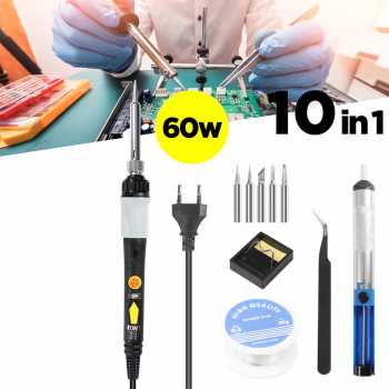 Set Paket Solder 10 in1 Adjustable Temperature dengan Pengaturan Suhu dan LCD Display 220V 60W - OLOEY OCE60