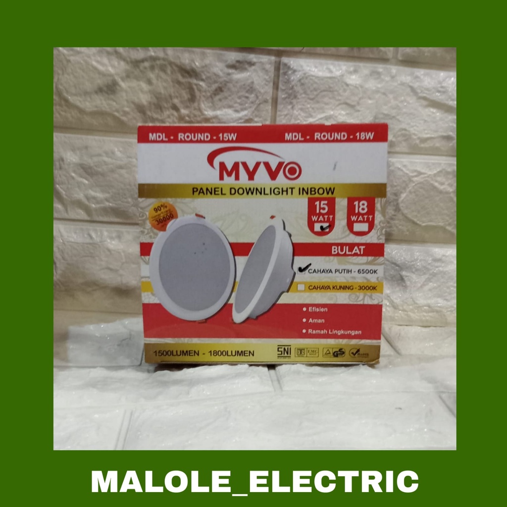 Lampu Panel Downlight Inbow 15 Watt Bulat MYVO / Downlight LED MYVO Inbow 15 Watt Murah Bagus
