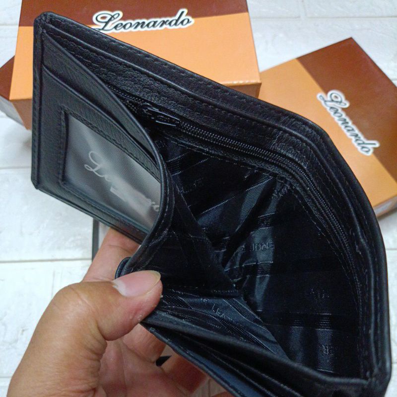Dompet Lipat Kulit Leonardo // Dompet Pria Lipat Buku Dan Ruang Kartu