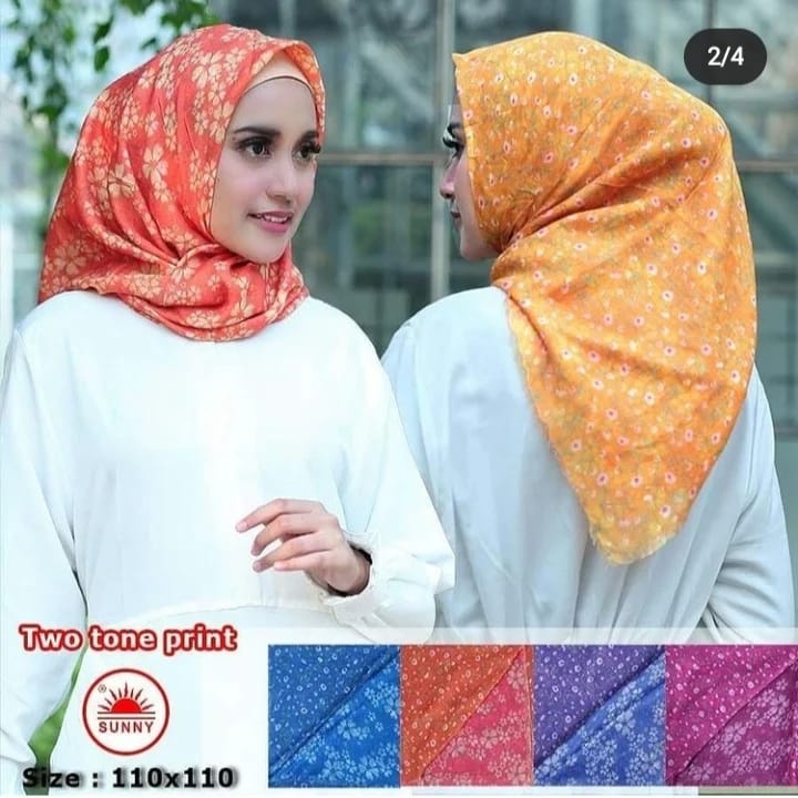 HIJAB SEGIEMPAT TWO TONE SUNNY MOTIF DESAIN BOLAK BALIK MATT POLYCOTTON FRANCIS SEGI EMPAT MURAH  JILBAB HARGA GROSIR
