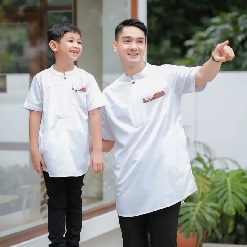 COUPLE AYAH DAN ANAK BAJU KOKO KURTA SERAGAM AYAH DAN ANAK MODEL KEMKO
