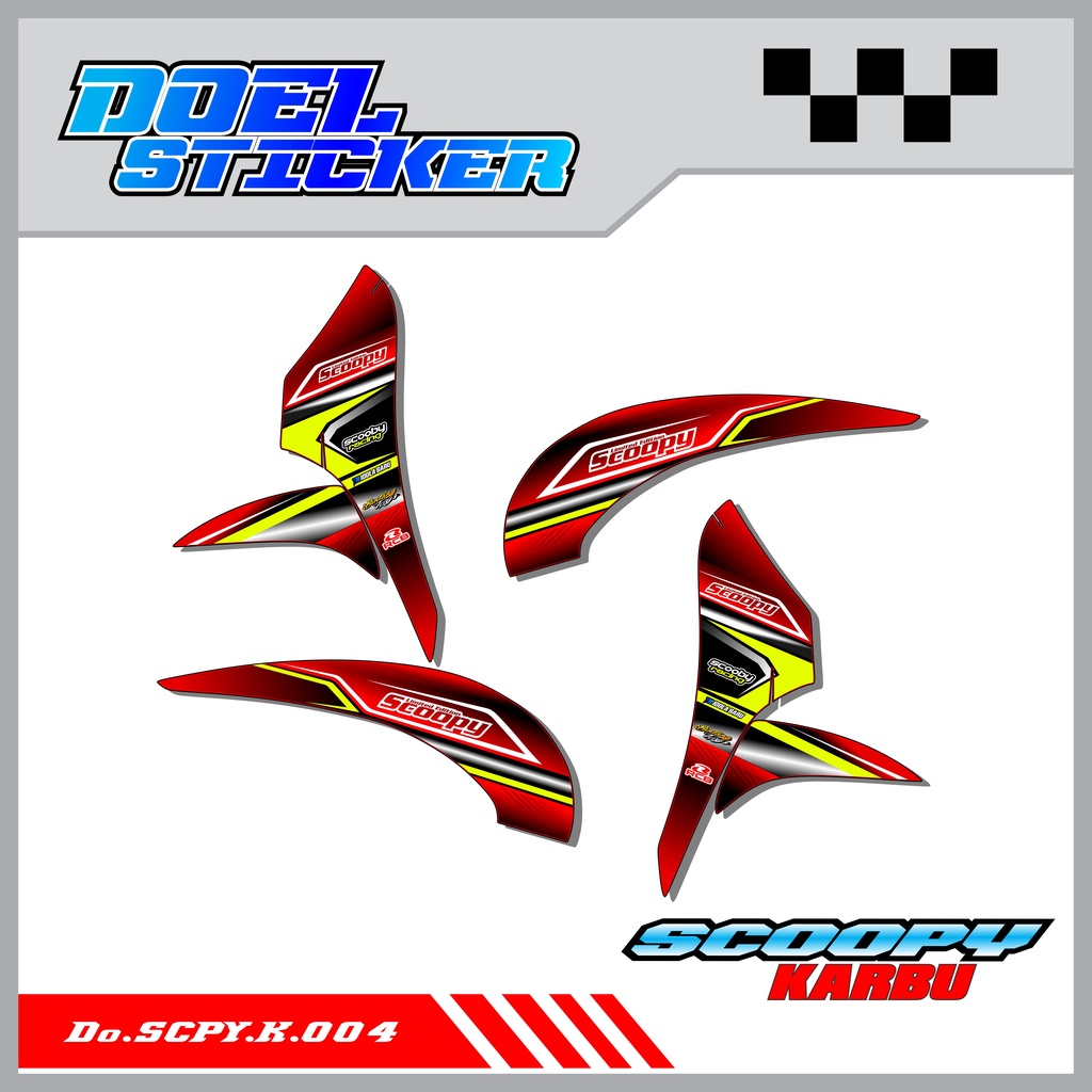 Sticker Striping Honda SCOOPY Karbu Tahun 2010-2013 List Variasi Hologram , Crome Doel 004
