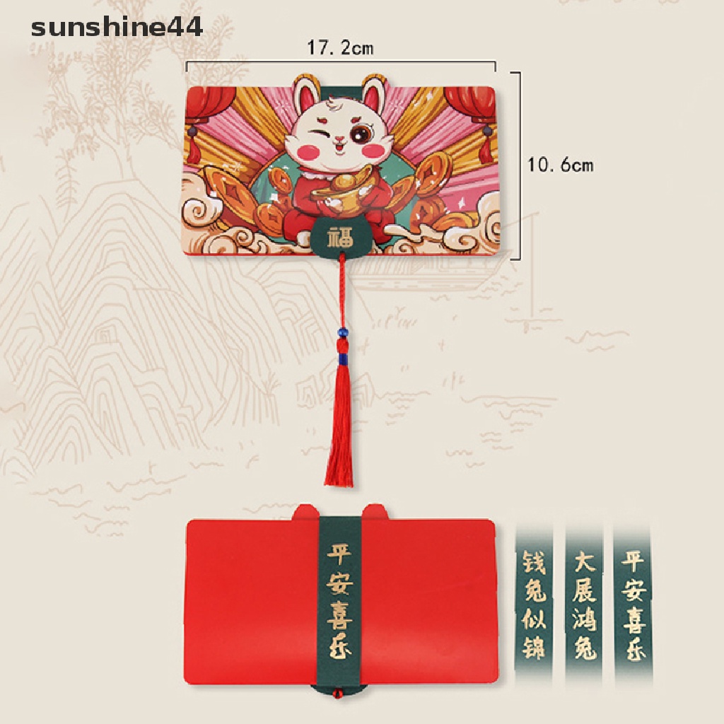 Sunshine Maskot Imlek Zodiak Kartun Kelinci Merah Packet 3D Lipat Amplop Merah Festival Musim Semi Hongbao Dekorasi Pesta Ulang Tahun.