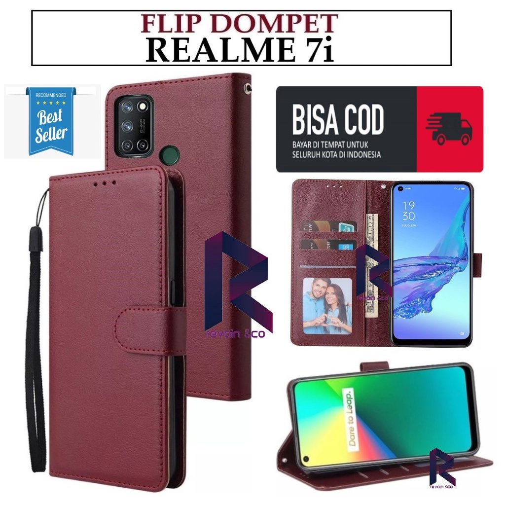 CASE REALME 7i FLIP WALLET LEATHER KULIT PREMIUM SARUNG BUKA TUTUP KESING HP FLIP CASE REALME 7i