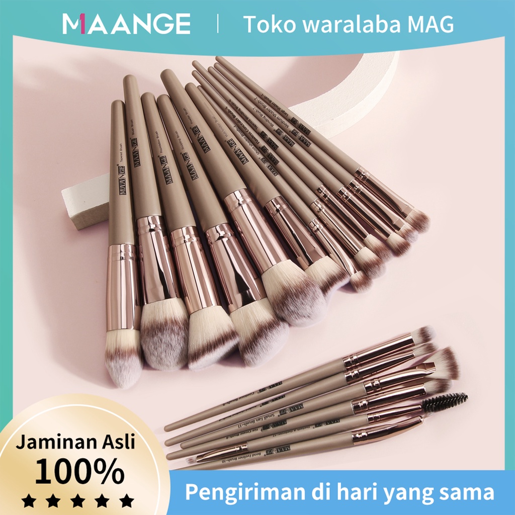 MAANGE 18 Pcs/Set Makeup Brush Set Rambut Lembut Fluffy Bag Kuas Kosmetik Blush On Bubuk Concealer Eyeshadow Blending Sikat Besar Alat Kecantikan Untuk Wanita Makeup Tool Mult5810