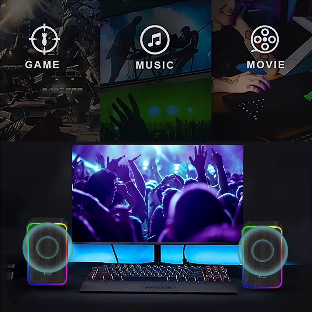 Speaker Bluetooth X20 Kisonli Laptop / PC / Gaming Super Bass Portable RGB Lighting Garansi 1 Tahun - XOBOX