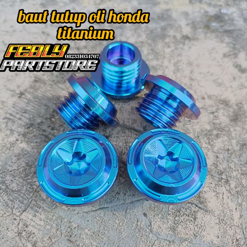BAUT TITANIUM TUTUP OLI MESIN HONDA BAUT TUTUP OLI MESIN TITANIUM BAUT TUTUP OLI TITANIUM BAUT TITAN