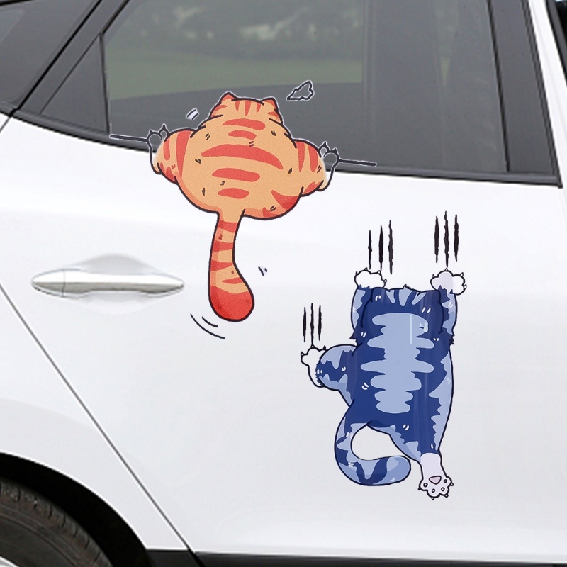 Fun Cat Scratch PVC Self Adhesive Waterproof Stiker Mobil/Otomotif Pribadi Kartun Aplikasi/DIY Motor Sepeda Listrik Hias Decal