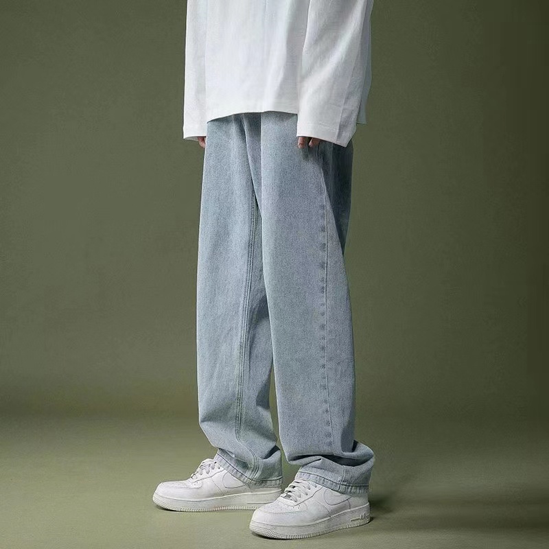 Korean style biru celana jeans pria celana panjang pria loose pants celana kulot straight jeans oversize baggy pants boyfriend jeans celana panjang cowok cutbray jeans celana panjang pria jumbo celana dasar pria2023