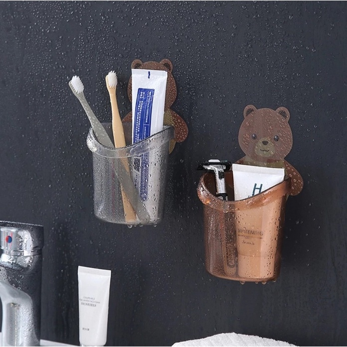 A179 TEMPAT SIKAT GIGI odol penyimpanan dispenser kamar mandi perlengkapan rumah toilet bathroom tooth paste make up brush bulu gantungan dinding beruang holder sabun wadah rak gantung