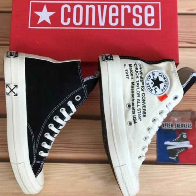 KASUAL C0NV3RS3 BLACK WHITE SEKOLAH MURAH X SEPATU HIGH WHITE OFF 70S ER64654ER