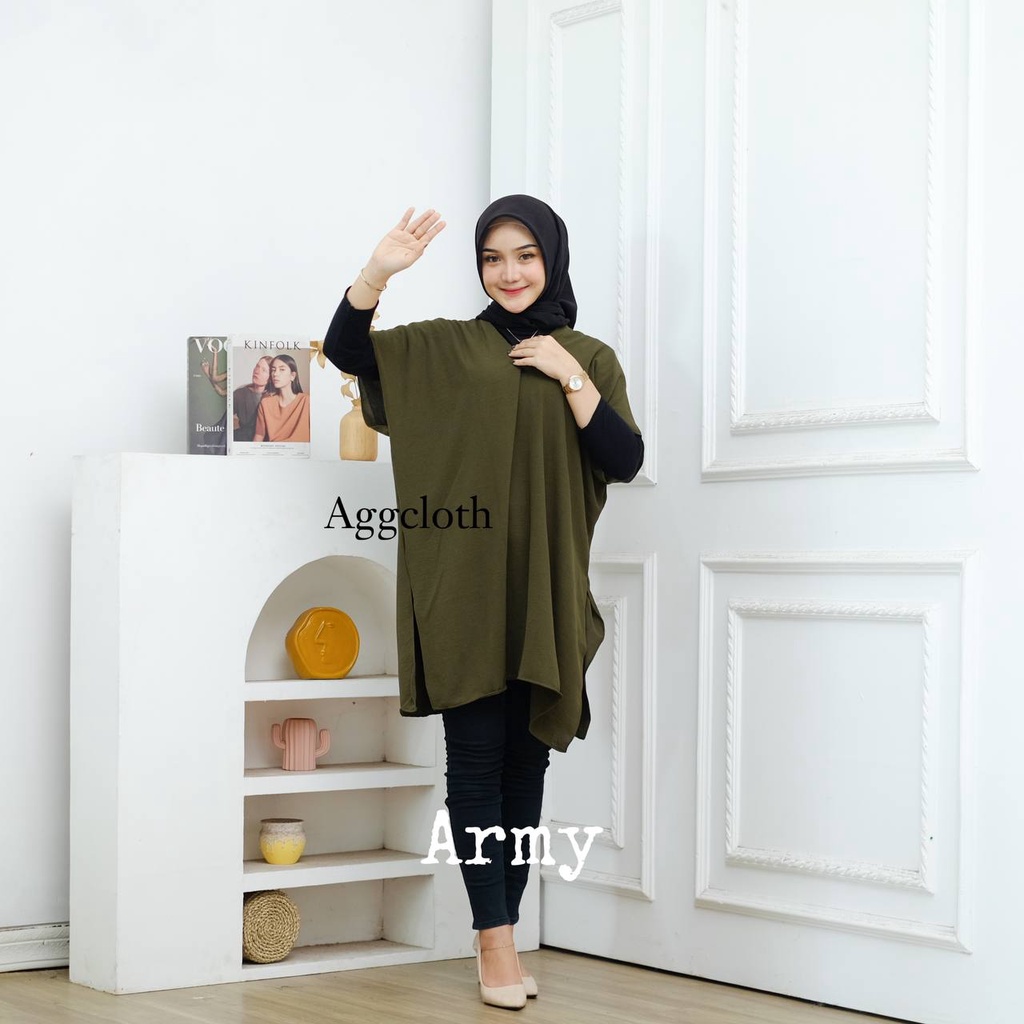 LONG SQUARE TOP ATASAN BLOUSE WANITA AIRFLOW CRINKLE ANTI LECEK AIR FLOW