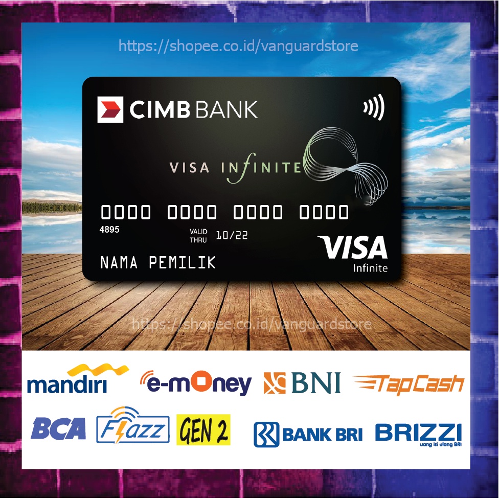 KARTU E MONEY E TOLL KARTU CIMB BLACK VISA DEBIT CREDIT EMONEY MANDIRI FLAZZ BCA BNI TAPCASH BRIZZI BRI - 1 SISI