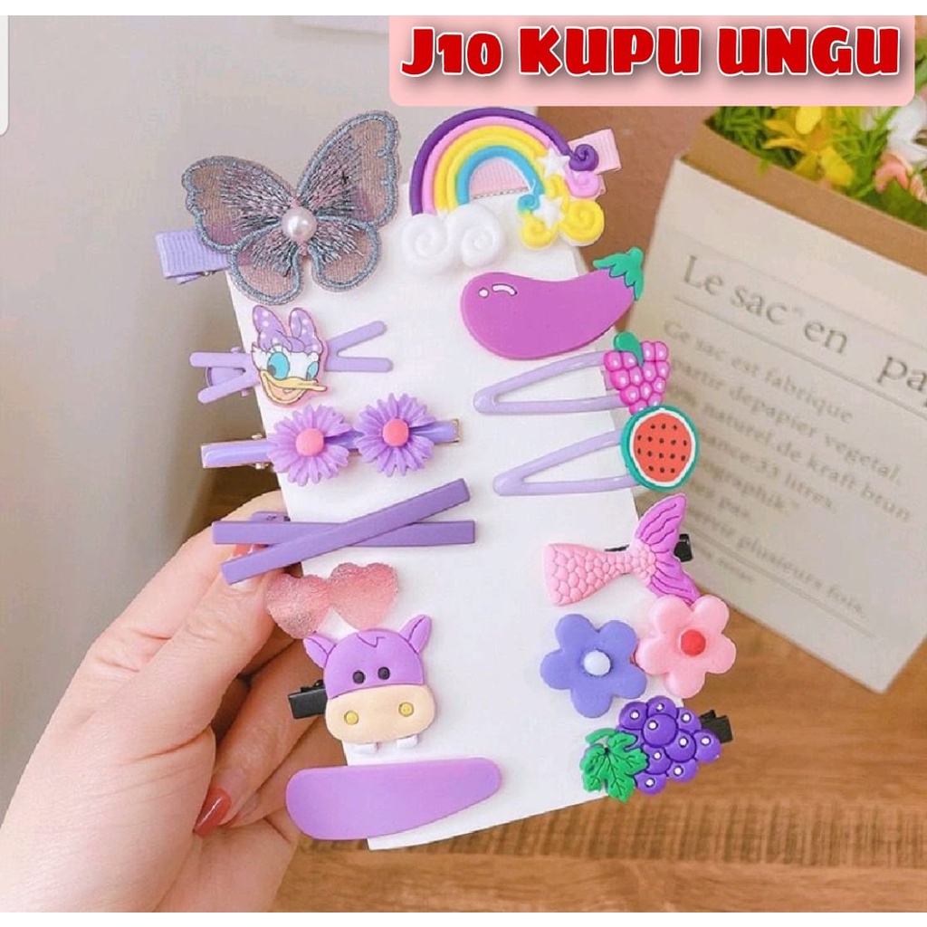 J10 JEPIT ANAK KUALITAS IMPORT LUCU KARTUN  JEPITAN RAMBUT ANAK KOREAN 1 SET ISI 14PCS - BDC