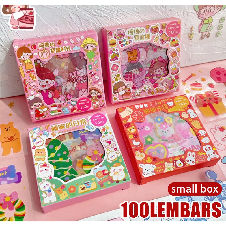

100 Lembar Stiker Kartun Lucu Beruang Kelinci Scrapbooking DIY Serpihan Alat Tulis Dekoratif(small