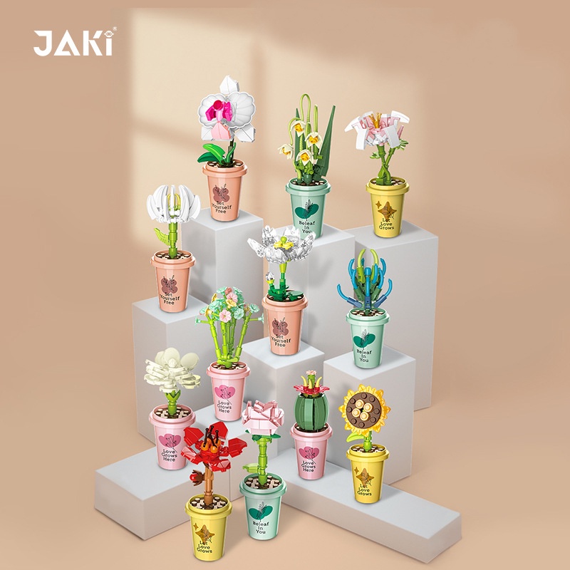 Mainan Brick Balok DIY Buket Bunga Blok Susun Bangunan Flower Bouquet Untuk Dekorasi Meja Hadiah Ulang Tahun