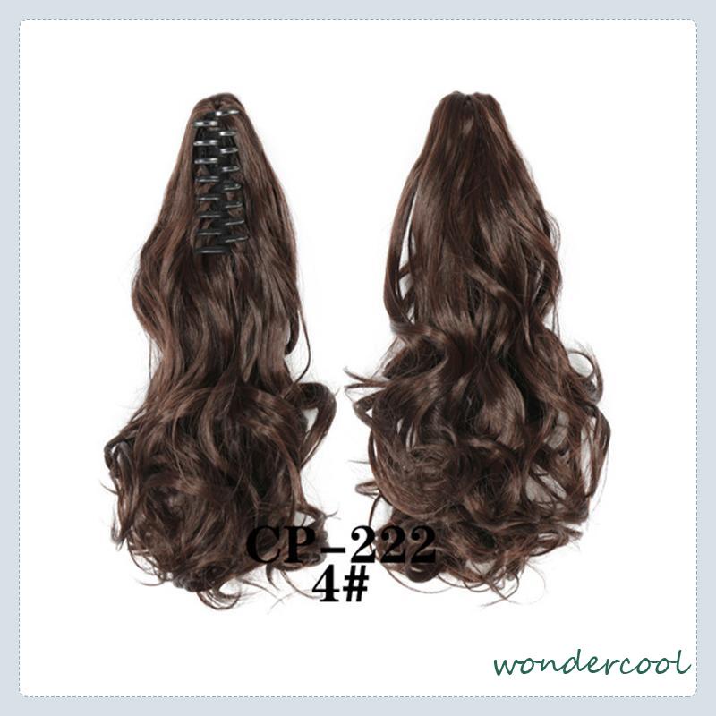 Ikat Rambut Palsu Gelomban Wig Rambut Gelombang Cakar Klip Rambut Pendek Kuncir Kuda Poni Keriting 8 Gigi Klip Wig Wanita-Won